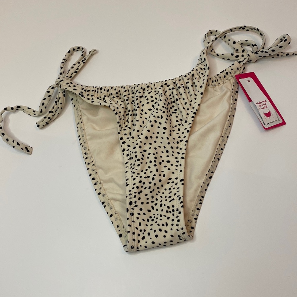 Bikini Swim Bottoms-Tan Black Size M